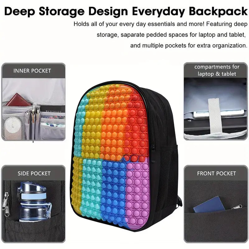 🎒 PopFocus™ Sensory Backpack – Pop-It Bag for Calm & Focus