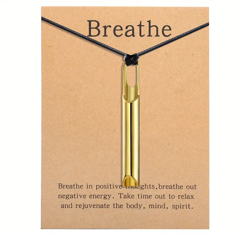 CalmFlow™ Titanium Breathing Necklace – Breathe In, Stress Out