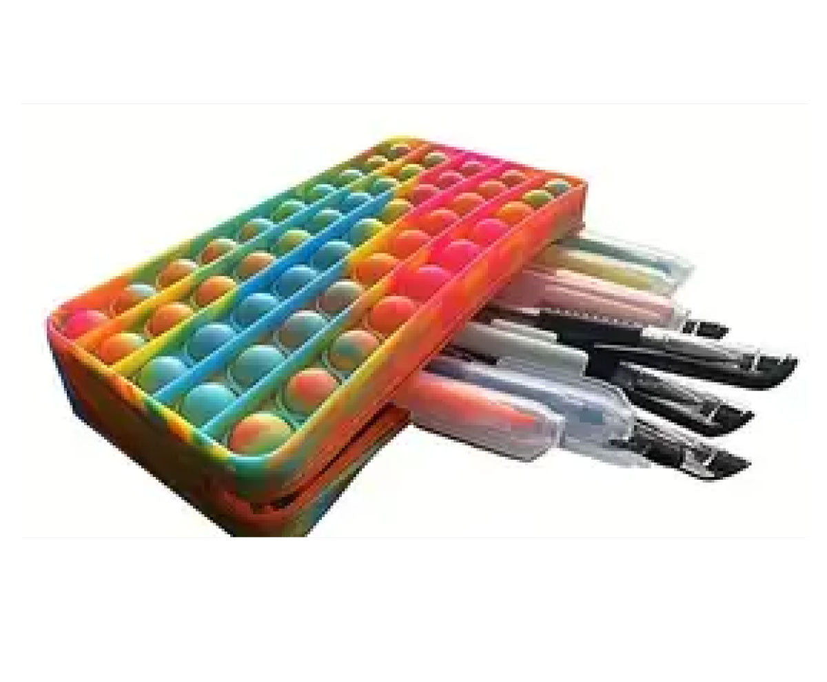 Rainbow Sensory Pop-it Fidget Pencil Case