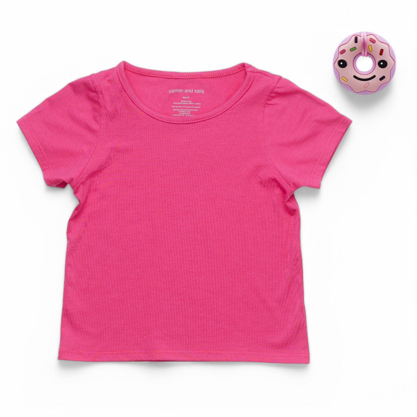 The Everday Sensory Friendly Pink Tee w Chewy Necklace-*actual chewy necklace design may vary, but color will match tee*