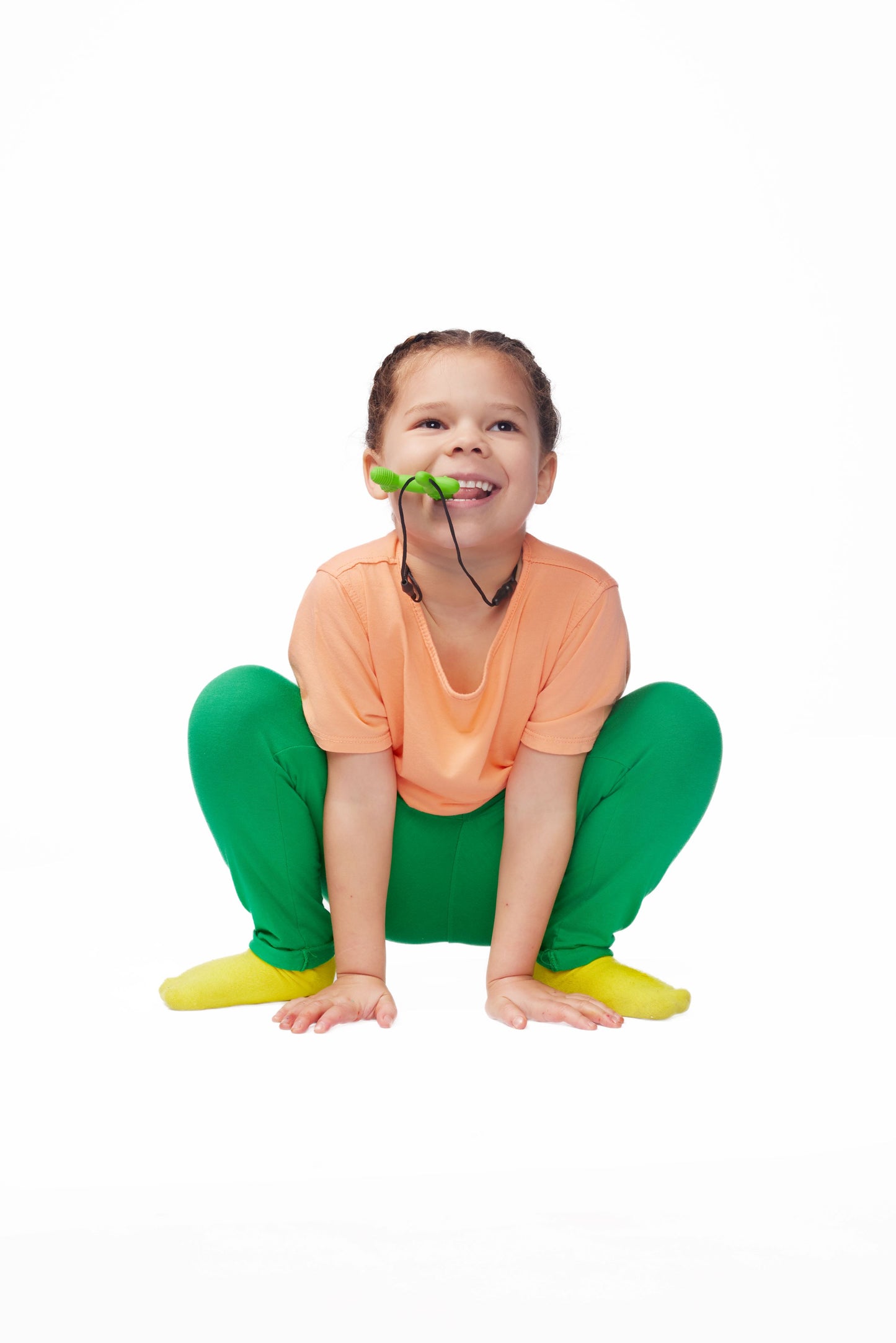 The Everday Sensory Friendly Coral Tee w Chewy Necklace- *actual chewy necklace design may vary, but color will match tee*