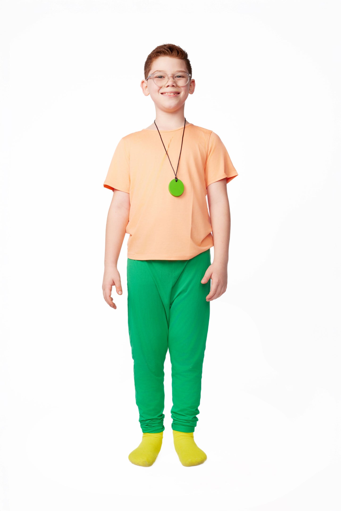 The Everday Sensory Friendly Coral Tee w Chewy Necklace- *actual chewy necklace design may vary, but color will match tee*