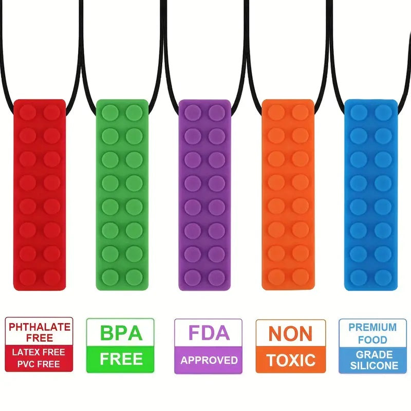 2 Pack Sensory Chewable Necklace-Lego