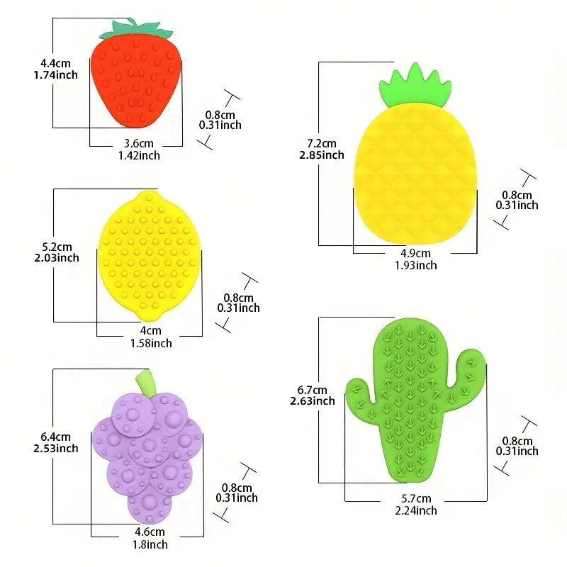đ Fruit Pebbles⢠â 5pc Textured Silicone Sensory Stones