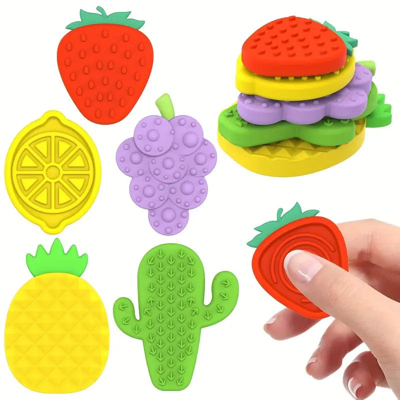đ Fruit Pebbles⢠â 5pc Textured Silicone Sensory Stones