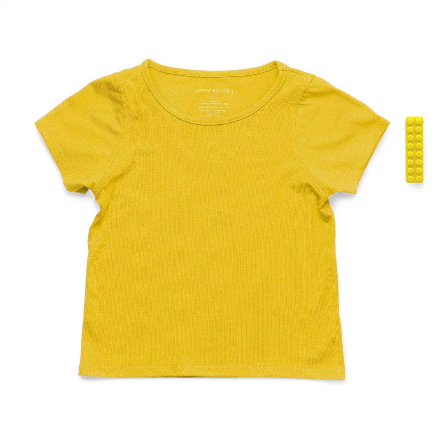 The Everday Sensory Friendly Yellow Tee w Chewy Necklace-- *actual chewy necklace design may vary, but color will match tee*