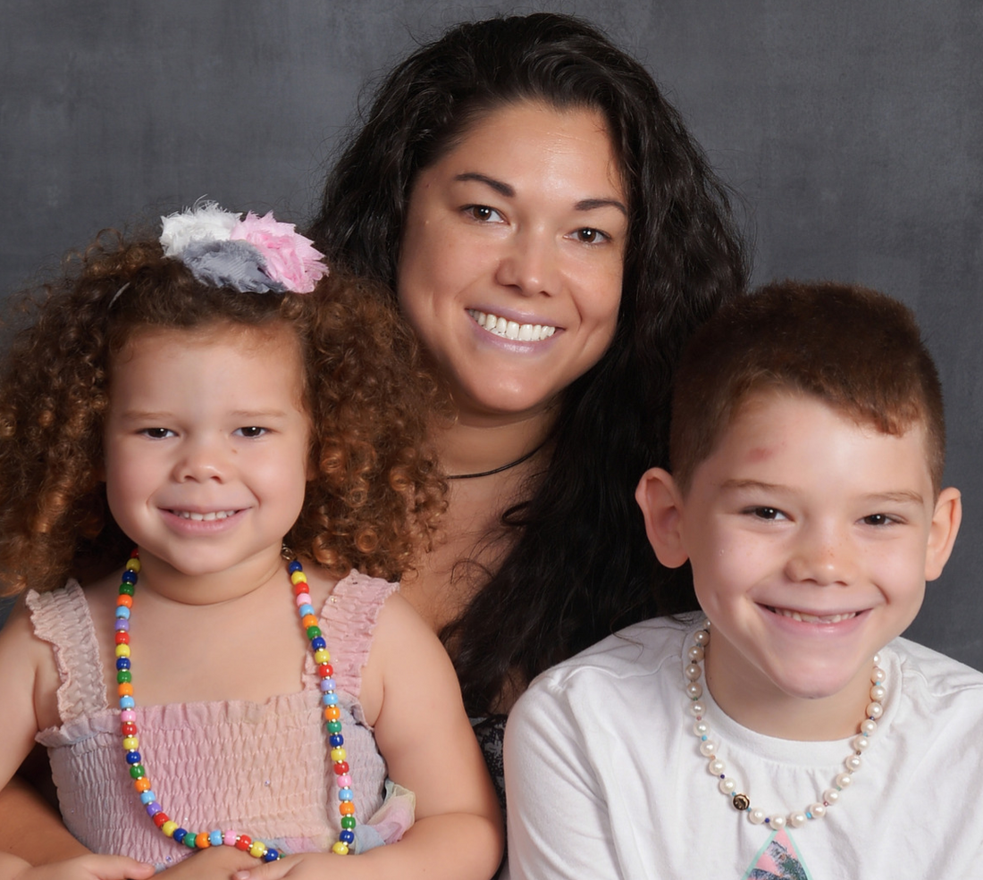 Valerie Bernal with her two children during a family moment at home