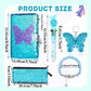 Sparkle & Flip™ Butterfly Sequin Notebook Set – 5pcs Blue Theme Diary with Lock, Pencil Case, Keychain, Beaded Bracelet & Jumbo Pen | Fidget-Friendly & Focus Boosting