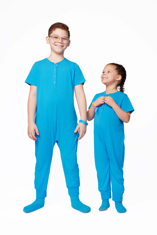 Ultimate Comfort Playsuit w Chewy Sensory Bracelet- BRIGHT BLUE