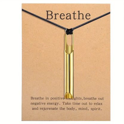 CalmFlow™ Titanium Breathing Necklace – Breathe In, Stress Out