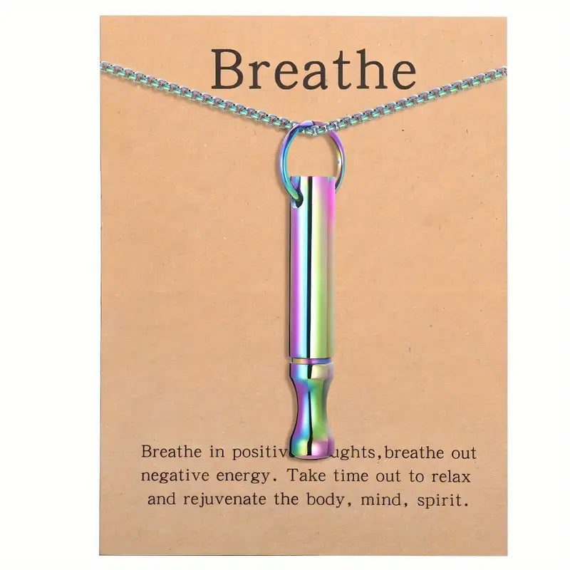 CalmFlow™ Titanium Breathing Necklace – Breathe In, Stress Out