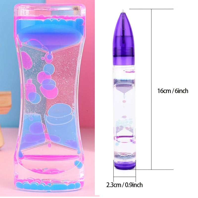 LavaFlow™ Sensory Fidget Set – Liquid Bubble Timer & Pen Duo