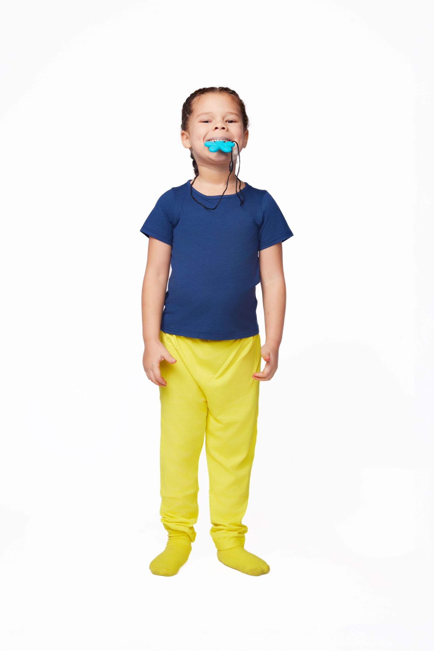 The Everday Sensory Friendly Tee w Chewy Necklace-NAVY