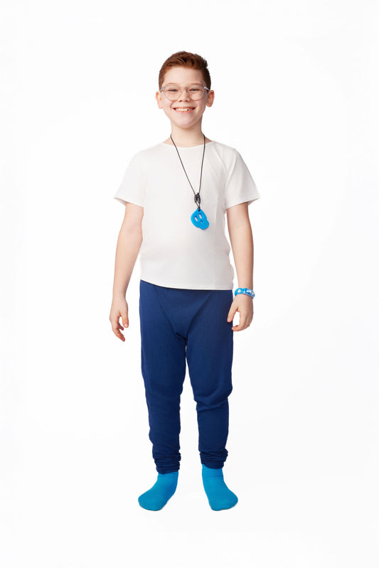 The Everday Sensory Friendly Tee w Chewy necklace- WHITE