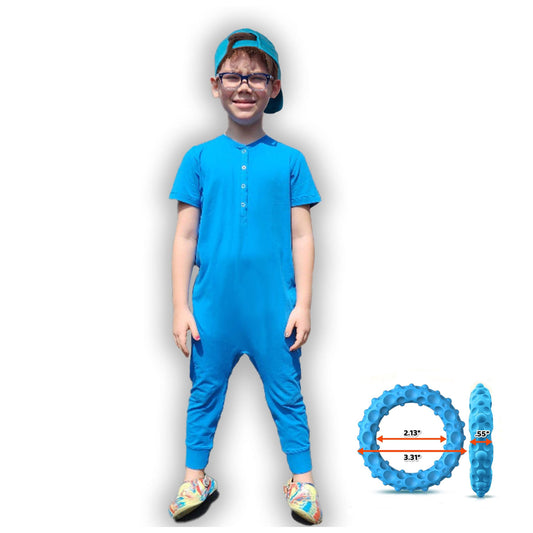 Ultimate Comfort Playsuit w Chewy Sensory Bracelet- BRIGHT BLUE