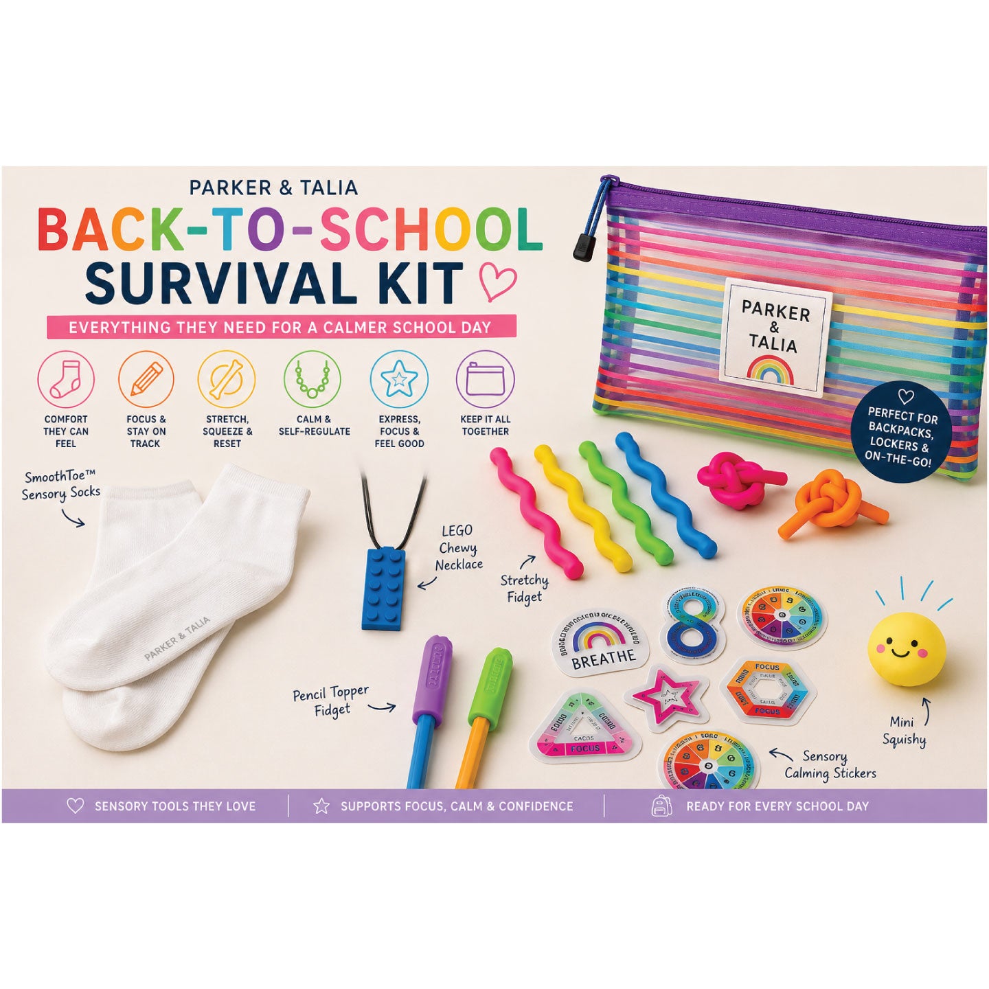 🎒 Parker & Talia Back-to-School Sensory Kit
