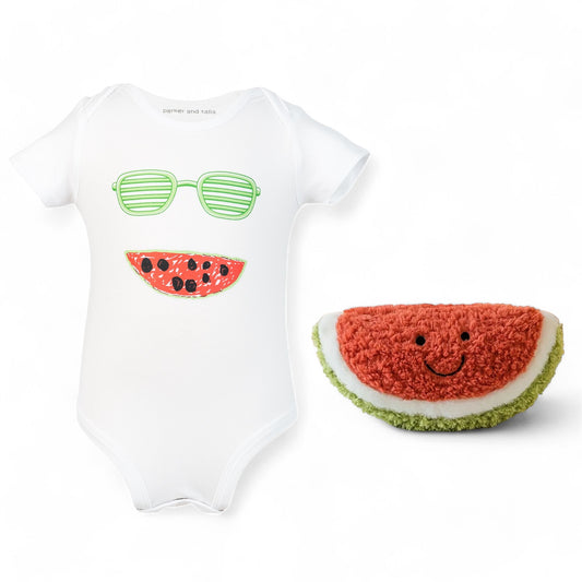 The Parker Onesie with Limited Edition Watermelon Stuffie (0-12 Months)