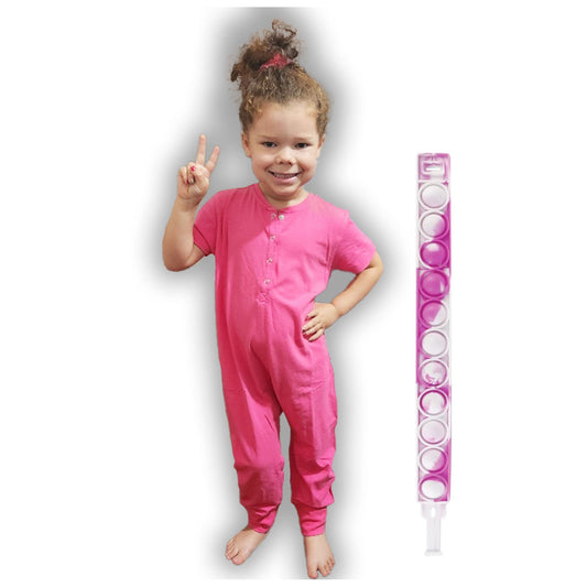 Ultimate Comfort Playsuit w POPIT Bracelet-PLAYFUL PINK