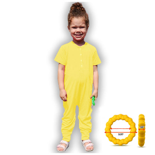 Ultimate Comfort Playsuit w Chewy Sensory Bracelet-LEMON